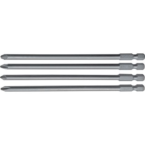 SET 4PZ INSERTI LUNGHI 150mm ATTACCO ESAGONALE 1/4" PER VITI PHILLIPS E POZIDRIV