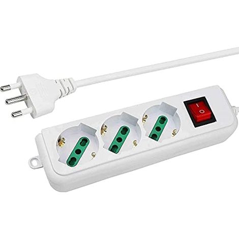 Multiprise électrique avec 3 Prises Schuko avec Interrupteur pour allumage (1/4)
