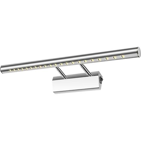 Lámpara LED para espejo de baño de 5W, aplique de pared, luz para cuadros, resistente al agua IP44, ajustable 180° con interruptor, acero inoxidable, iluminación decorativa para armarios. (1/4)