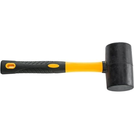 Maillet Caoutchouc Noir Ø 55 mm – Marteau Universel de Petite Taille pour Carreleur, Carrossier, Maçon, avec Manche Bi-Matière 2K pour Carrelage et Pavage (1/5)