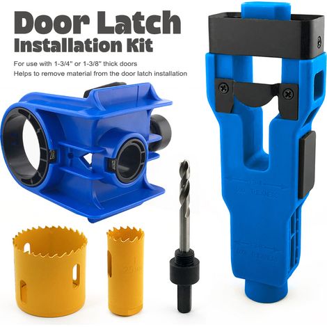 Ensemble d'outils de menuiserie bleus Outil d'ouverture de mortaise pour serrure sphérique pour portes en bois et en métal + kit d'outils pour mortaise de pêne dormant (1/5)