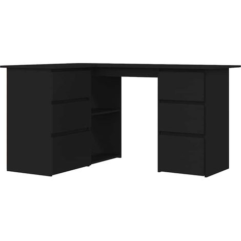 Maison Exclusive - Eckschreibtisch Schwarz 145x100x76 cm Holzwerk (1/5)
