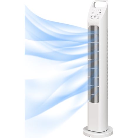 Ventilateur colonne avec télécommande, minuterie 7,5 heures, silencieux, idéal pour la chambre, blanc