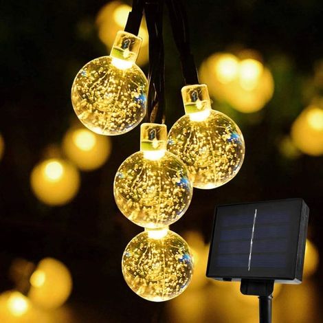 Wetterfeste Solar-Lichterkette für den Außenbereich, 30 LEDs, 6,5 Meter, 8 Blinkmodi, wasserdicht, warmweiß (1/5)