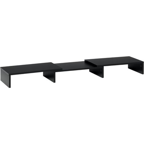 Pour Bureau et Télétravail Confort Ergonomique Rehausseur 2 Écrans Longueur Ajustable 80-117 cm et Angle Pivotant Noir (1/5)