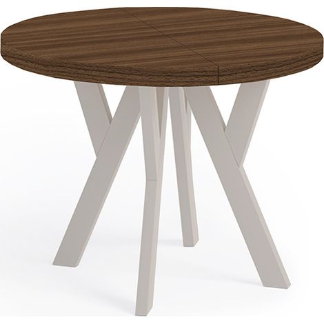 Table de salle à manger ronde extensible PERO, style loft, scandinave, diamètre : 100 / 200 cm, couleur : Franklin noyer / cachemire (1/4)
