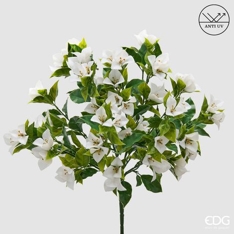 EDG Enzo De Gasperi Bouganvillea Cespuglio x8 con Foglie Anti-UV Pianta Artificiale H 50 Cm Bianco