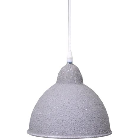 Lampadario in metallo vintage bianco/grigio sagomato con attacco cm Ø19xh21 (1/2)