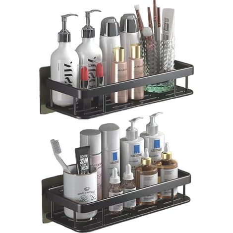 Adhesive Shower Caddy Shelf Bathroom Organizer Wall Mounted 2 Pack Shower Shelves (1/5)