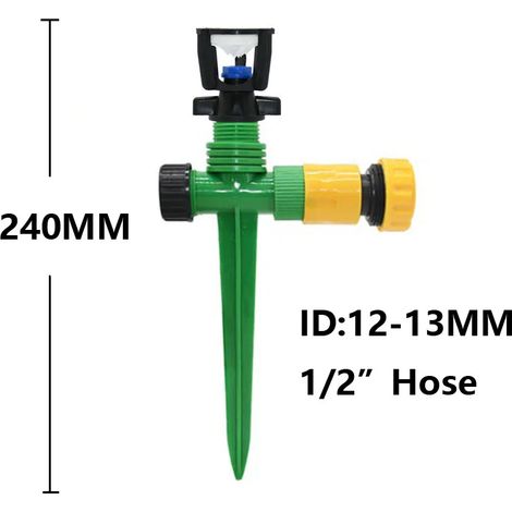 (J)Micro arroseur de jardin, filetage 1/2 pouce, support en plastique, rotation à 360 degrés, buse d'arrosage et d'irrigation pour jardins, pelouses et exploitations agricoles (1/5)