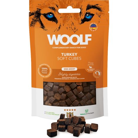 Woolf Cubetti Morbidi di Tacchino, Snack per Cani 100g (1/2)