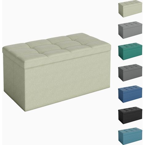 Foldable Storage Ottoman, Storage Bench with Lid, for Bedroom & Living Room, 76 x 38 x 38 cm BEIGE