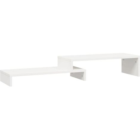 Support de moniteur Blanc (52-101)x22x14 cm Bois de pin solide (1/5)