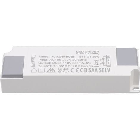 Adaptateur LED 24‑36W 300mA, transformateur pour éclairage LED, entrée AC100‑277V, sortie DC64‑110V, connecteur d’alimentation. (1/5)