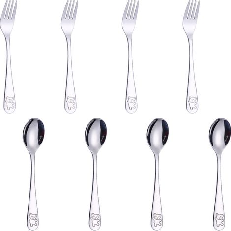 Ensemble de vaisselle pour enfants Poylim, vaisselle sûre pour les tout-petits, comprenant 6 fourchettes et 6 cuillères pour enfants. (1/5)