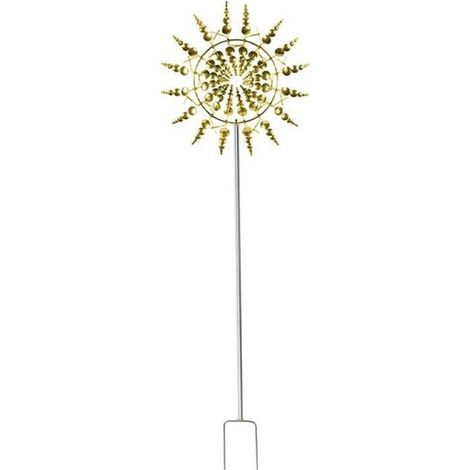 Metallene Windmühle mit Gartenstecker, bewegliche kinetische Skulpturen (Windspinner), goldfarben, Dekoration für Terrasse, Rasen, Garten