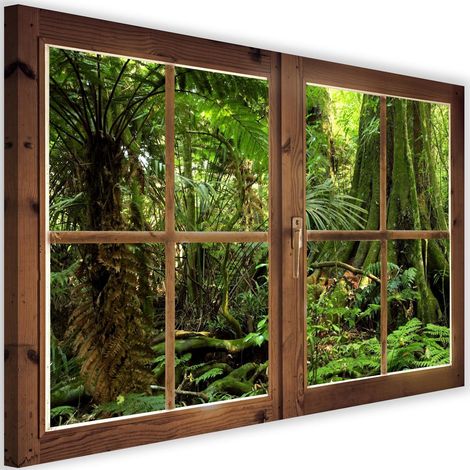 Tableau fenêtre, forêt tropicale - 90 x 60 cm (1/5)