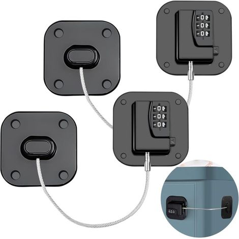 Lot de 2 serrures de réfrigérateur avec code sans perçage - Autoadhésives - Tiroirs - Sécurité enfant - Serrure de réfrigérateur pour enfants de moins de 5 ans - Convient pour les réfrigérateurs