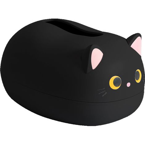 caja de pañuelos, diseño de gato adorable, soporte para palillos de dientes integrado, gran capacidad de almacenamiento, para sala de estar, dormitorio, baño. (1/5)