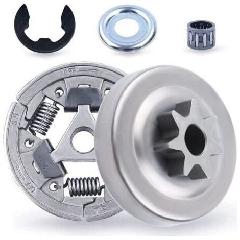7-Dents 3/8\\" Pignon de Chaîne pour STIHL MS311 MS362 MS391 MS461, Pignon + Tambour Embrayage + Roulement à Aiguilles + Rondelle Embrayage + E-Clip Pièces de Rechange 5 en 1 (1/4)