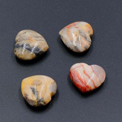 Agate - Heart Shape - Natural Polished Stone - No Drilled Hole - 20 mm - Decorative Ornament For DIY Craft Valentine Gift Classroom Party (1/2)