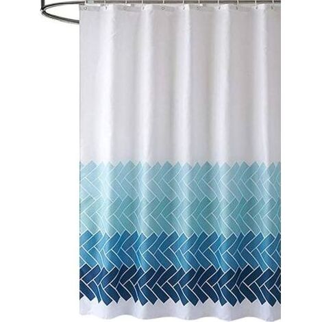 Doublure en Rideau de Douche Salle de Bain Peinture décorative imperméable à l'eau avec Crochets Résistant au mildiou Machine Lavable 180cm x 180cm (Dégradé Rayures Bleu) (1/5)