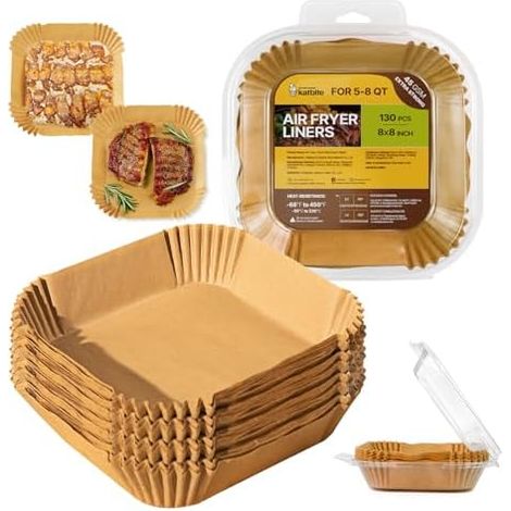 300 Stück Backpapier für Heißluftfritteuse, 20x20 cm Airfryer, Hitzebeständig Heißluftfritteuse Backpapier mit Philips Cecotec COSORI Midea Russell Hobbs XL XXL Airfryer (1/5)