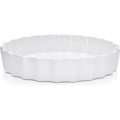Molde redondo para tarta Duka Niklas de 30 cm, de gres blanco. (1/5)