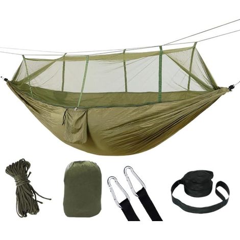 Hamac de Camping avec Filet Hamac pour 2 Personnes avec Design en Filet Indispensable pour la Randonnée, la Plage, la Terrasse (1/5)
