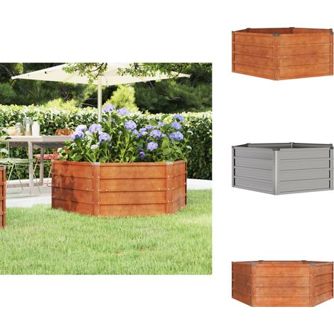 Lit surélevé de jardin rouillé 129x129x45 cm acier corten - Jardiniere Hexagonale - Pot De Fleurs Extérieur - Lit Surélevé - Acier Corten - Décoration Jardin (1/5)