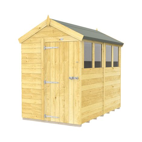 5 x 8 Feet Apex Shed - Single Door With Windows - Wood - L243 x W147 x H217 cm