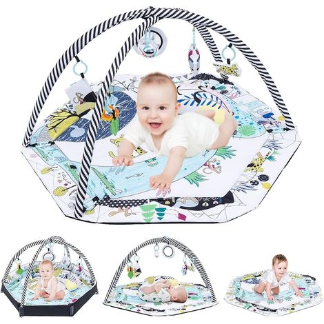 Centro attività, materasso e box 3 in 1, PlayBeBe, con cuscino, 20 palline colorate, 7 giocattoli, sala giochi, lavabile, multicolore (1/5)