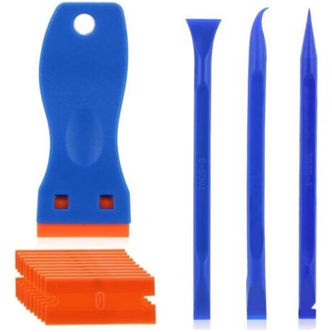 1 Mini Plastic Scraper with 10 Plastic Blades and 3 Double-Ended Cleaning Sticks, Multi-Purpose Plastic Scraper Kit, Anti-Scratch Tools (1/5)