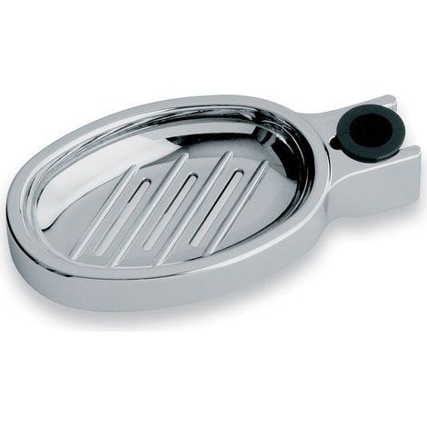 Schläfer 2817022 Portasapone per Asta Saliscendi Doccia Regolabile, Pratico con Adattatore Diametro Tubo Asta Saliscendi diam 18mm e diam 25mm, Portasapone da Bagno, Mensola per Doccia, ABS, Cromo (1/5)