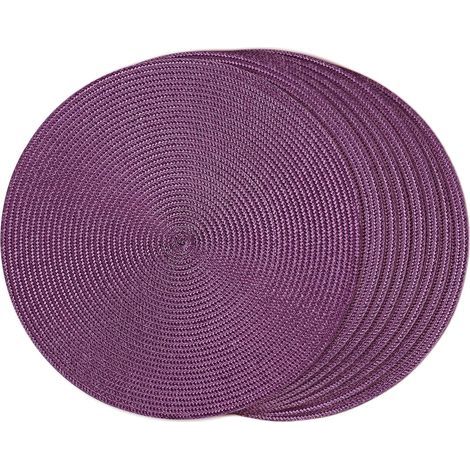 APEX Acht runde, violette Platzsets aus hochtemperaturbeständigem Polypropylen zum Schutz des Tisches. (1/5)