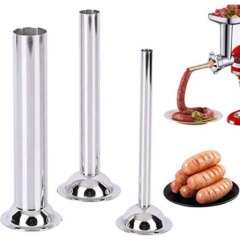Lot de 3 tubes de remplissage en acier inoxydable pour hachoir à saucisses manuel (1/5)