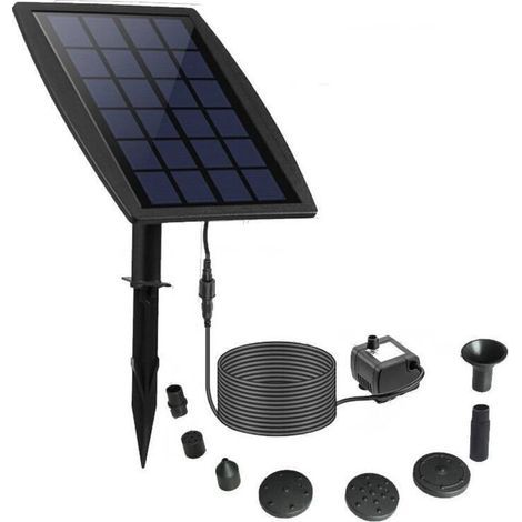 Fontaine Solaire, DIY 2.5W Solaire Flottant Extérieur Fontaine, Nouveau Pompe Bassin Solaire avec 8 Buses & 3M Câble Solar Fountain pour Bain d'oiseaux Aquarium Jardin (1/4)