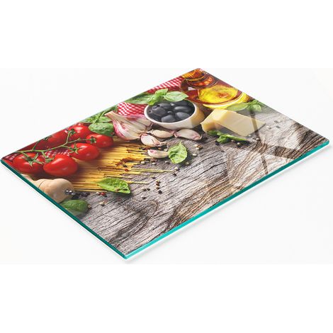 Dekoratives Küchenschneidebrett aus Glas, italienisches Design, 80 x 52 cm (1/5)