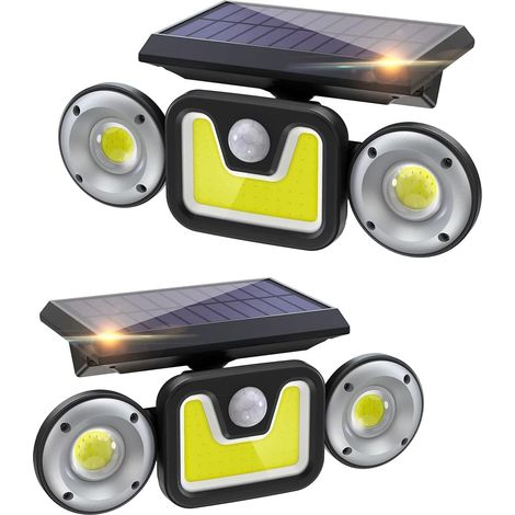 Lampe Solaire Extérieur, 83 COB LED Lumiere Solaire Extérieur Jardin avec 3 Modes, Étanche IP65 Eclairage Exterieur avec Détecteur de mouvement Grand angle 270 ° Spot Solaire Extérieur 2 Pack (1/5)