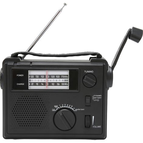 Kurbelradio, tragbar, mit FM-, AM- und WB-Frequenz, mehreren Betriebsarten und LED-Beleuchtung für Notfälle im Freien und beim Camping (1/5)