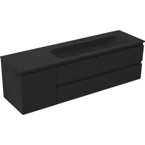 Mexen Rivel mobile bagno 160 cm con lavabo Vela destro, 2S, 1D, scanalato, nero opaco - 91A23-16047-3-BBFFF71-W23P71 (1/5)