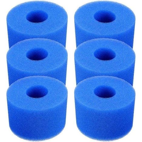 Packung mit 6 wiederverwendbaren und waschbaren Schaumstoff-Poolfilterkartuschen 108×73×40mm (blau) (1/5)