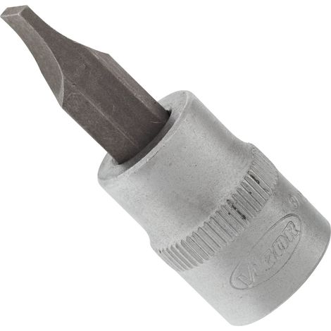 VIGOR Innenvierkant Antrieb 10 = 3/8 Zoll Schraubendreher-Einsatz Schlitz-Profil V2286N ∙ Vierkant hohl 10 mm (3/8 Zoll) ∙ Schlitz Profil ∙ 1,2 x 8 ∙ Gesamtlänge: 49 mm (1/4)
