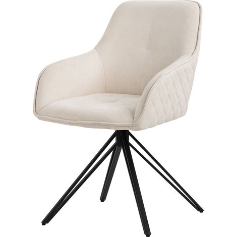 ML-Design Sedia da Sala da Pranzo Girevole a 360° in Tessuto di Tessitura Crema Sedie da Soggiorno con Braccioli e Schienale Poltrona da Cucina Imbottita Poltroncina con Gambe in Metallo Ergonomica