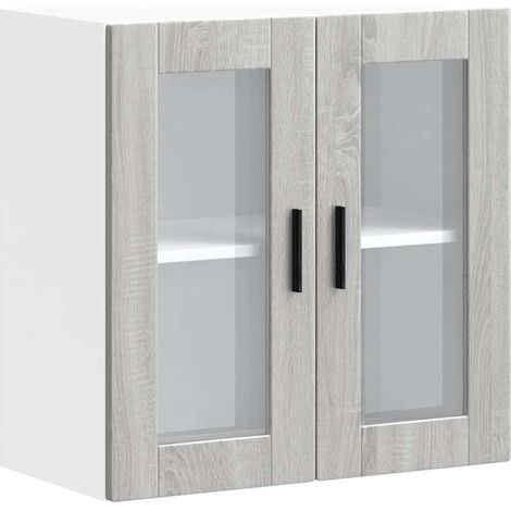 vidaXL Kitchen Wall Cabinet with Glass Door "Porto" Grey Sonoma