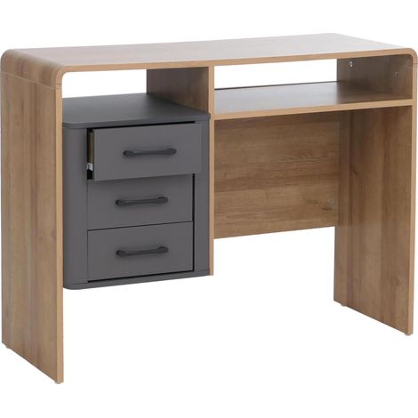 Bureau HWC-P43, bureau de travail, bureau d'ordinateur, 3 tiroirs en MDF, 75 x 100 x 40 cm - aspect (1/5)