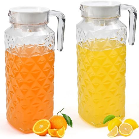 Caraffa in plastica trasparente da 1,1 litri con coperchio e manico - Ideale per tè freddo e succhi di frutta (modello Diamond Pot) (1/5)