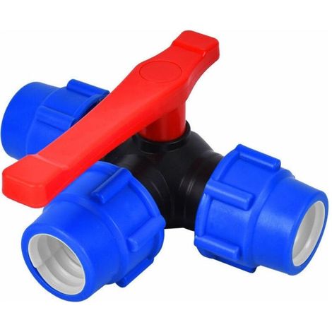 Vanne d'arrêt à boisseau sphérique, vanne à boisseau sphérique à trois voies à connexion rapide de 25 mm, tuyau PVC-PE, interrupteur rapide, connecteur en T (taille : 25 mm) (1/3)