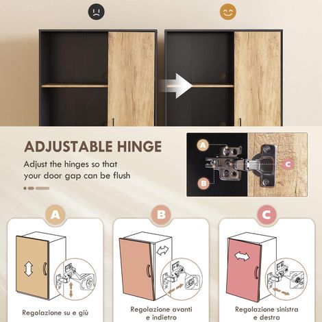 Meuble de rangement cuisine 2 tiroirs, 2 tablettes et 1 armoire, 88x35x160 cm, design moderne noir et bois (1/5)