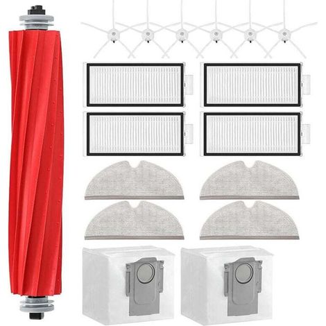 YMYNY Kit d'accessoires pour Roborock Q7, Q7+, Q7 Max, Q7 Max+ aspirateur Robot, 1 Brosse à Rouleau, 4 filtres, 4 tampons de vadrouille, 6 brosses latérales, 2 Sacs à poussière,PièCes Remplaç Ables,As (1/4)